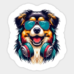 Tibetan Terrier Smiling DJ in Colorful Japanese Art Sticker